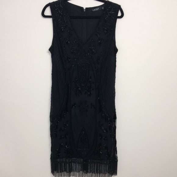 Ralph Lauren Black Label Beaded Sleeveless Cocktail Dress Black Size 6 - Picture 4 of 13